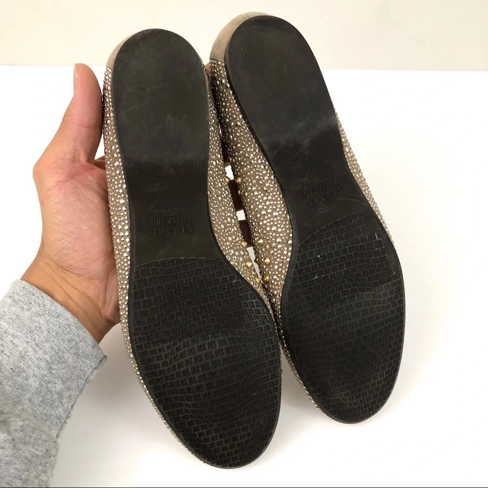 Stuart Weitzman Nubeads Studded Suede Ballet Flats